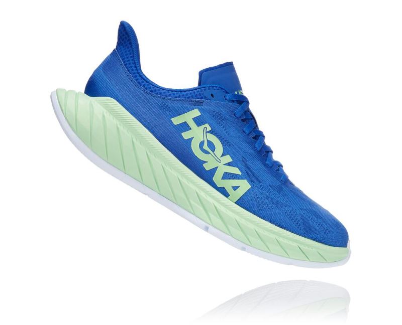 Hoka One One Carbon X 2 - Tenis Corrida Estrada Homem Azuis / Verdes Cinzentas | PT-ToqHZeK